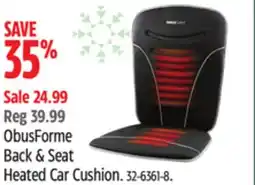 Canadian Tire ObusForme Back & Seat Heated Car Cushion offer