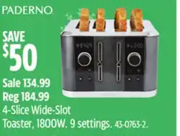 Canadian Tire PADERNO 4-Slice Wide-Slot Toaster, 1800W offer