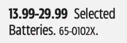 Canadian Tire Selected Batteries offer