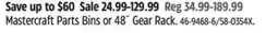 Canadian Tire Mastercraft Parts Bins or 48˝ Gear Rack offer