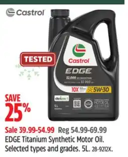 Canadian Tire Castrol EDGE Titanium Synthetic Motor Oil offer