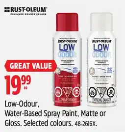 Canadian Tire Low-Odour, Water-Based Spray Paint, Matte or Gloss offer