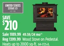 Canadian Tire United States Stove Co Wood Stove on Pedestal offer