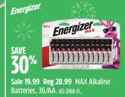 Canadian Tire Energizer MAX Alkaline Batteries offer