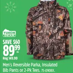 Canadian Tire Yukon Gear Men's Reversible Parka, Insulated Bib Pants or 2-Pk Tees offer