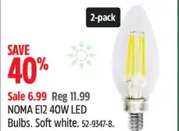 Canadian Tire NOMA E12 40W LED Bulbs. Soft white offer