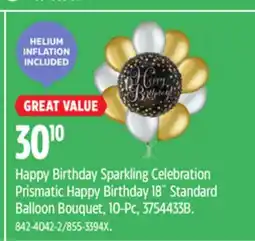 Canadian Tire Happy Birthday Sparkling Celebration Prismatic Happy Birthday 18˝ Standard Balloon Bouquet, 10-Pc offer