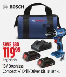 Canadian Tire Bosch 18V Brushless Compact 1⁄2˝ Drill/Driver Kit offer