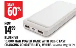 Canadian Tire BLUEHIVE 10,000 MAH POWER BANK WITH USB-C FAST CHARGING COMPATIBILITY offer