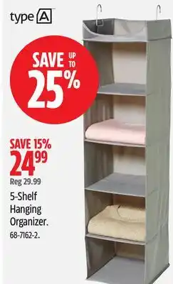 Canadian Tire type-A 5-Shelf Hanging Organizer offer