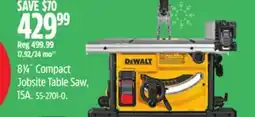 Canadian Tire DEWALT 81⁄4˝ Compact Jobsite Table Saw offer