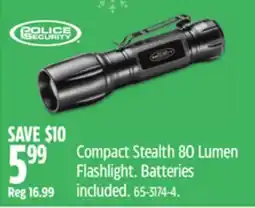 Canadian Tire Police Security Compact Stealth 80 Lumen Flashlight. Batteries included offer