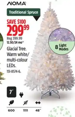 Canadian Tire Noma Glacial Tree. Warm white multi-colour LEDs offer