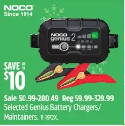 Canadian Tire Selected Genius Battery Chargers/ Maintainers offer