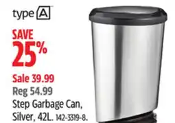 Canadian Tire Step Garbage Can, Silver, 42L offer