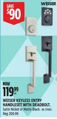 Canadian Tire WEISER KEYLESS ENTRY HANDLESET WITH DEADBOLT offer