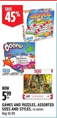 Canadian Tire Sure-Lox GAMES AND PUZZLES, ASSORTED SIZES AND STYLES offer