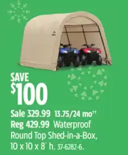Canadian Tire ShelterLogic Waterproof Round Top Shed-in-a-Box offer