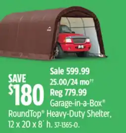 Canadian Tire ShelterLogic Garage-in-a-Box RoundTop Heavy-Duty Shelter, 12 x 20 x 8´ h offer