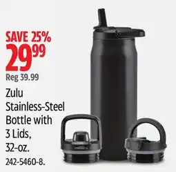 Canadian Tire Zulu Stainless-Steel Bottle with 3 Lids offer