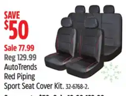 Canadian Tire AutoTrends Red Piping Sport Seat Cover Kit offer