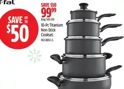 Canadian Tire T-fal 10-Pc Titanium Non-Stick Cookset offer