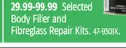Canadian Tire Motomaster Selected Body Filler and Fibreglass Repair Kits offer