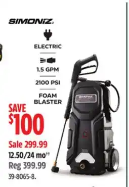 Canadian Tire SIMONIZ ELECTRIC 1.5 GPM 2100 PSI FOAM BLASTER offer