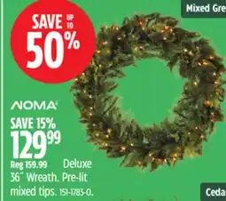 Canadian Tire NOMA Deluxe 36 Wreath. Pre-Lit mixed tips offer
