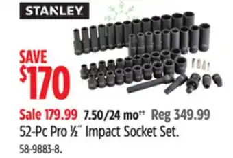 Canadian Tire Stanley 52-Pc Pro 1⁄2˝ Impact Socket Set offer