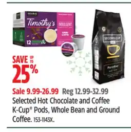Canadian Tire Keurig Selected Hot Chocolate and Coffee K-Cup Pods, Whole Bean and Ground Coffee offer