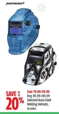 Canadian Tire Mastercraft Selected Auto-Dark Welding Helmets offer