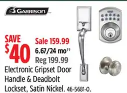 Canadian Tire Garrison Electronic Gripset Door Handle & Deadbolt Lockset, Satin Nickel offer