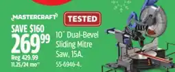 Canadian Tire Mastercraft 10˝ Dual-Bevel Sliding Mitre Saw, 15A offer