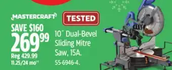 Canadian Tire Mastercraft 10˝ Dual-Bevel Sliding Mitre Saw, 15A offer