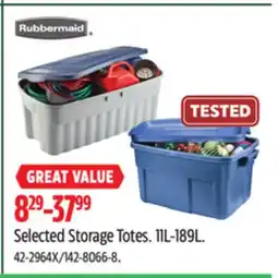 Canadian Tire Rubbermaid Selected Storage Totes offer