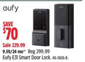 Canadian Tire Eufy E31 Smart Door Lock offer
