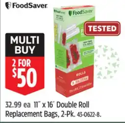 Canadian Tire Foodsaver 11˝ x 16´ Double Roll Replacement Bags, 2-Pk offer