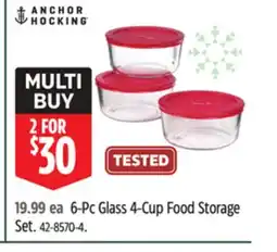 Canadian Tire Anchor 6-Pc Glass 4-Cup Food Storage Set offer