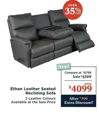 La Z Boy Ethan Leather Seated Reclining Sofa offer
