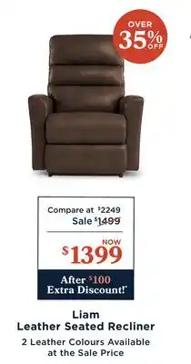 La Z Boy Liam Leather Seated Recliner offer