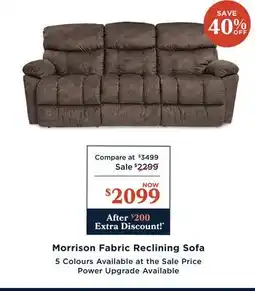La Z Boy Morrison Fabric Reclining Sofa offer