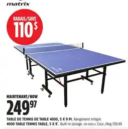 Canadian Tire MATRIX 4000 TABLE TENNIS TABLE, 5 X 9´ offer