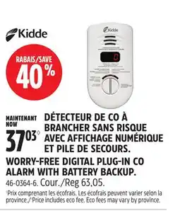 Canadian Tire WORRY-FREE DIGITAL PLUG-IN CO ALARM WITH BATTERY BACKUP offer