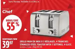 Canadian Tire MASTER CHEF STAINLESS-STEEL TOASTER WITH 3 SETTINGS, 4-SLICE offer