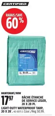 Canadian Tire CERTIFIED LIGHT-DUTY WATERPROOF TARP, 20 X 28' offer