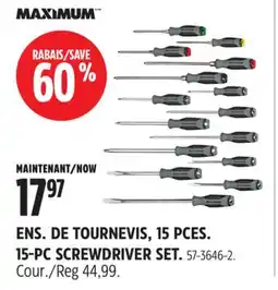 Canadian Tire MAXIMUM 15-PC SCREWDRIVER SET offer