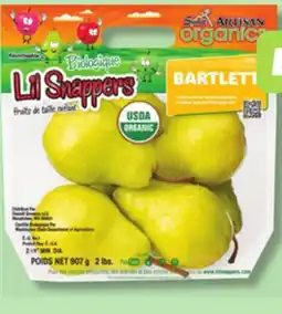IGA LIL SNAPPERS ORGANIC BARTLETT, BOSC, ANJOU OR RED PEARS offer