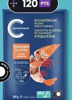 IGA COMPLIMENTS FROZEN ECUADORAIN PACIFIC WHITE COOKED SHRIMP offer