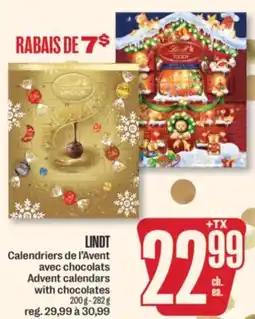 Jean Coutu LINDT Advent calendars with chocolates offer